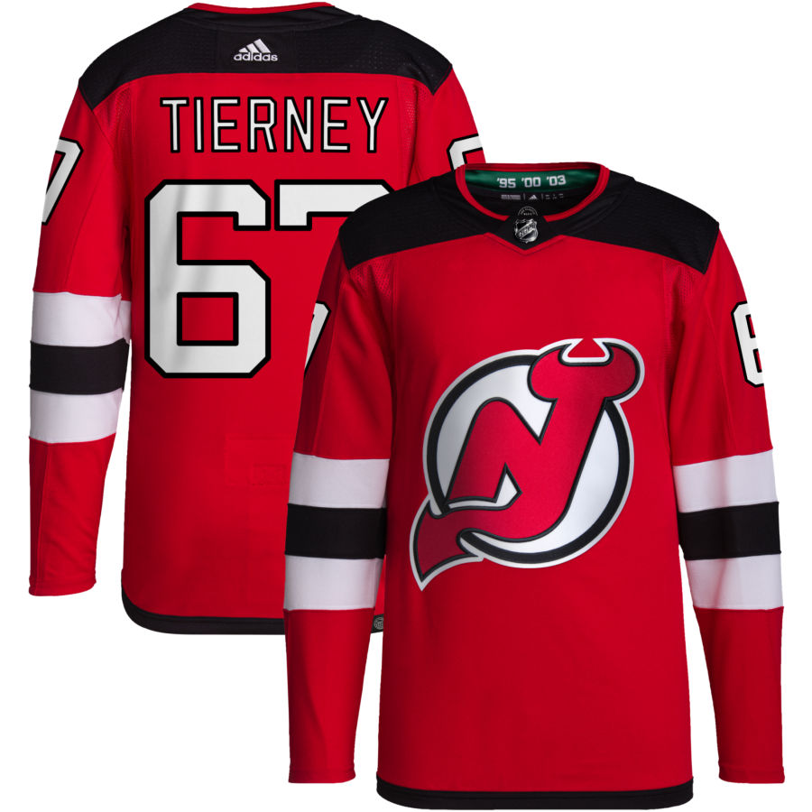 Chris Tierney New Jersey Devils adidas Home Primegreen Authentic Pro Jersey - Red