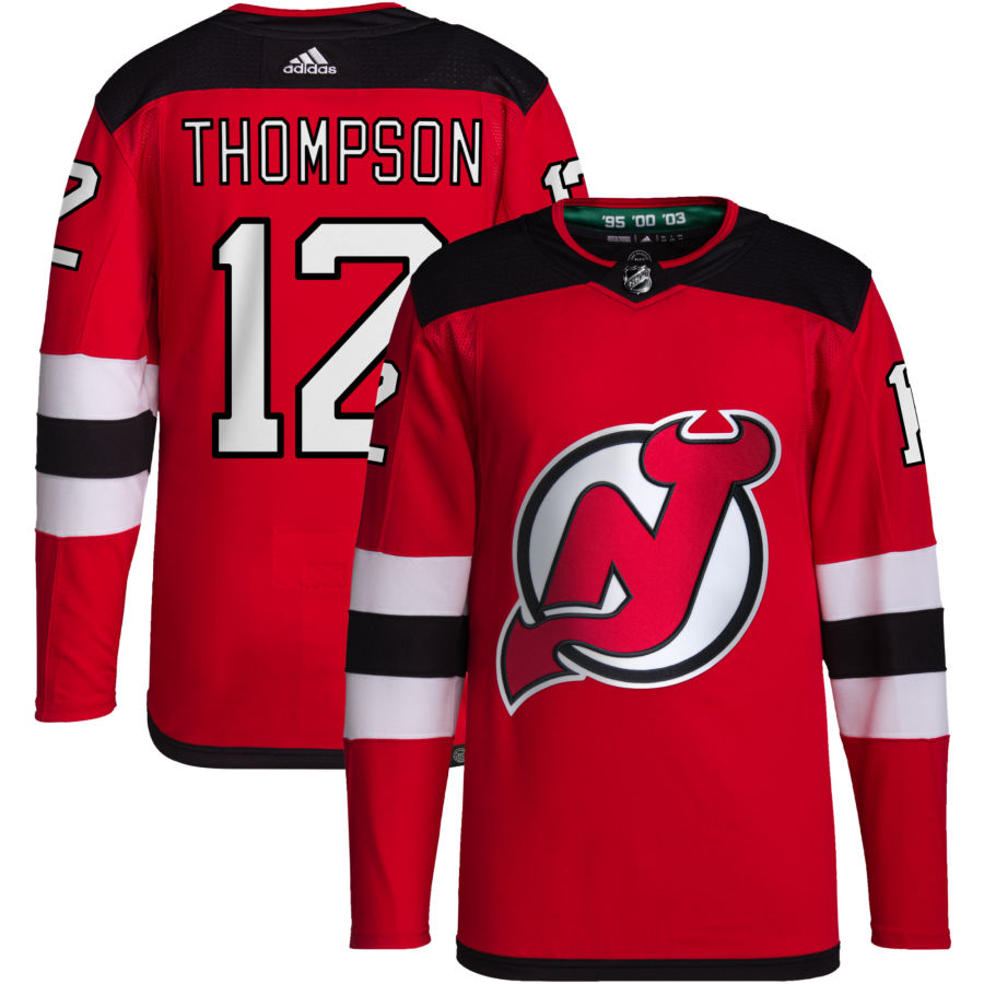 Tyce Thompson New Jersey Devils adidas Home Primegreen Authentic Pro Jersey - Red