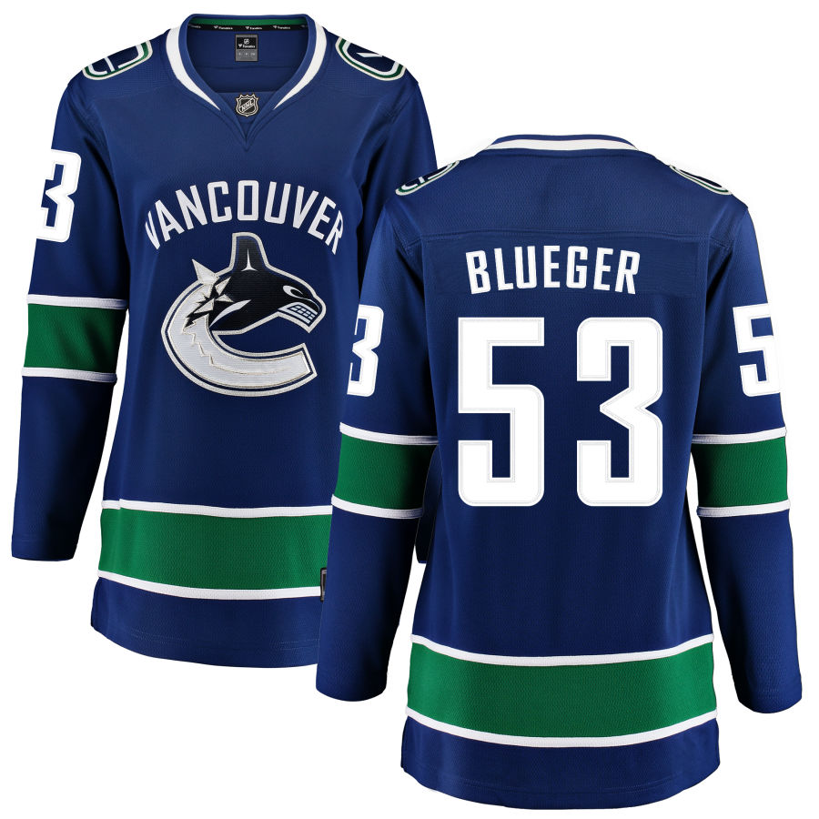 Teddy Blueger Vancouver Canucks Fanatics Branded Women's Home Breakaway Jersey - Blue